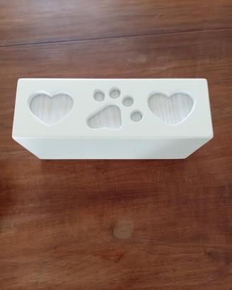 Porta ciotola doppia in legno per pet