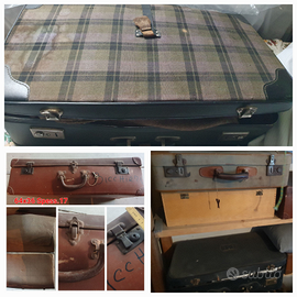 5 Valigie varie vintage cartone e pelle 1990+altro