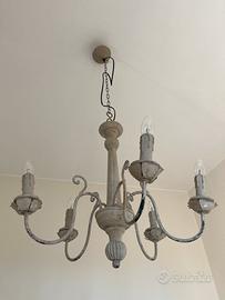 Lampadario in ferro battuto tortora/grigio
