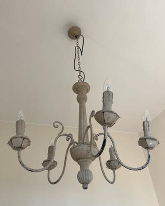 Lampadario in ferro battuto tortora/grigio