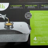 Lasagnera in alluminio con coperchio in vetro 