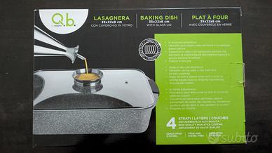 Lasagnera in alluminio con coperchio in vetro 