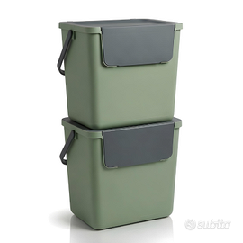 Set 2 pattumiere per differenziata, 2x30l, verde