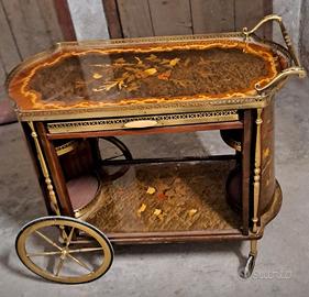 Carrello bar vintage intarsiato - metà 900