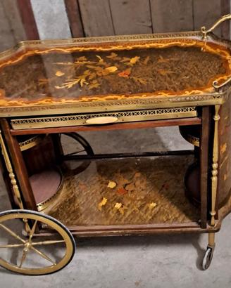 Carrello bar vintage intarsiato - metà 900