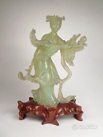 Scultura cinese in Giada Nefrite Celadon - fine XI