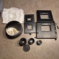 porta negativi e obiettivi per ingranditore. 