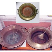 braciere antico rame ottone set tre pezzi
