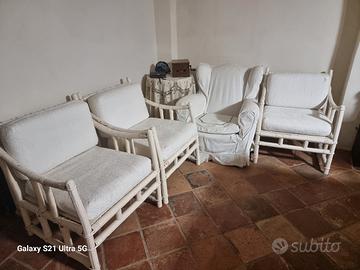3 poltrone in giunco rattan