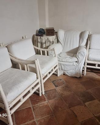 3 poltrone in giunco rattan