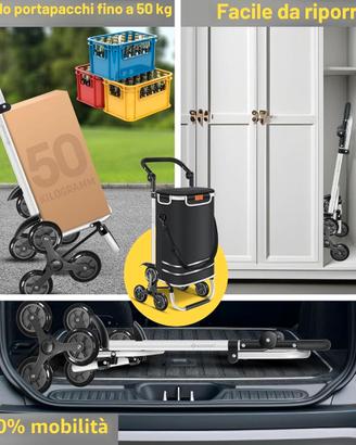 KESSER® Carrello spesa - Montascale con scomparti