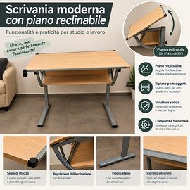 scrivania/tavolo da disegno con piano reclinabile 