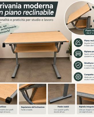 scrivania/tavolo da disegno con piano reclinabile 