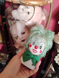Testa Clown Vintage Gres Dipinta a Mano  Wunderkam