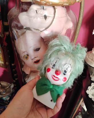 Testa Clown Vintage Gres Dipinta a Mano  Wunderkam