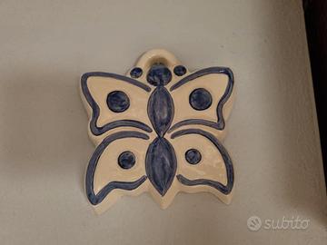 formella thun ceramica farfalla bianco azzurro but