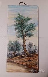 piastrella in ceramica dipinta  a mano 