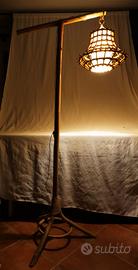 Lampada da terra in bamboo vintage
