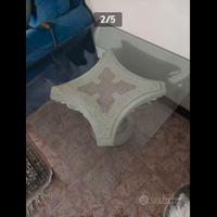 Tavolino con vetro bisellato con colonna