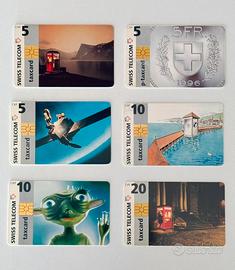 Lotto 6 schede telefoniche Svizzera taxcard