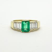 ANELLO oro18 kt diamanti smeraldo