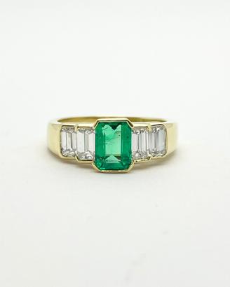 ANELLO oro18 kt diamanti smeraldo