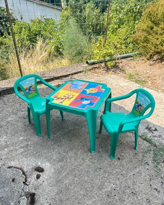 Set tavolo e sedie per bambini da giardino