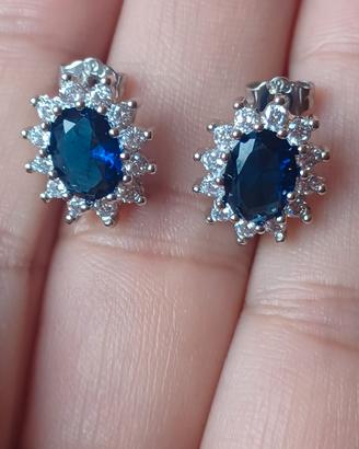 orecchini argento con zirconi blu 