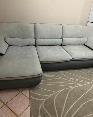 Divano 3 posti + chaise longue microfibra ecopelle