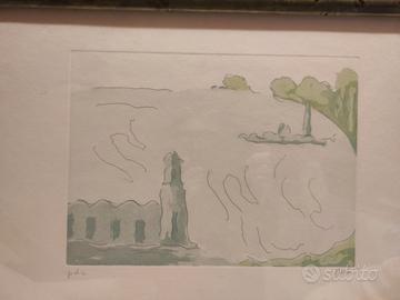 Incisione colorata Virgilio Guidi