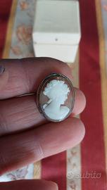 Antico Ciondolo Spilla Cammeo Autentico Montatura 