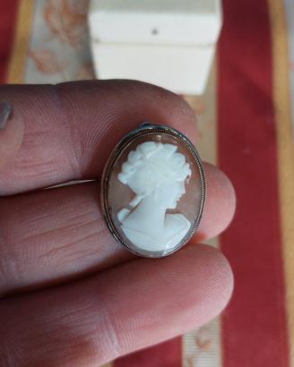 Antico Ciondolo Spilla Cammeo Autentico Montatura 