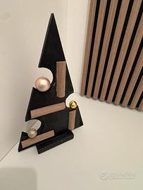 Alberello Natale Design Moderno Legno Nero e Oro