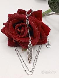 collana Iacopini argento 925 pavé zirconi Lariat 