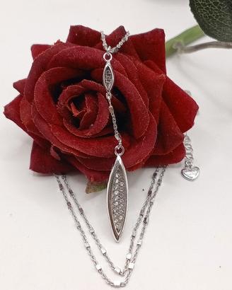 collana Iacopini argento 925 pavé zirconi Lariat 