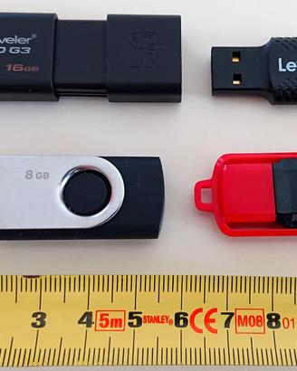 4 Pendrive USB 16 + 16 + 8 + 8 GB (Kingston, Lexar