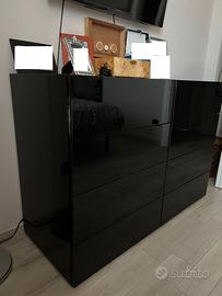 Cassettiera Nera Lucida 8 cassetti