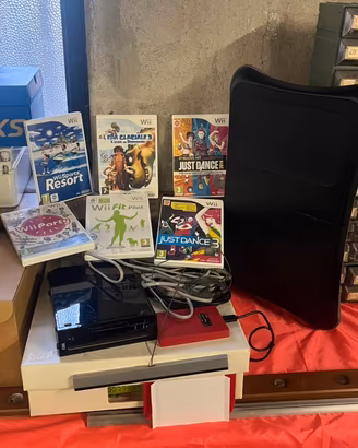 Nintendo Wii NERA,Wii Balance,6 Giochi,Telecomandi
