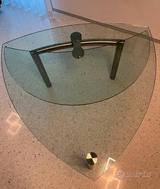 Tavolo Policleto “goccia” design vetro/metallo