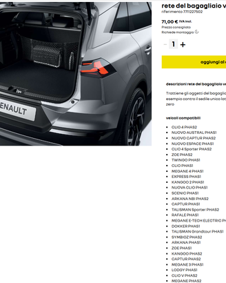 Rete del bagagliaio verticale - Originale Renault