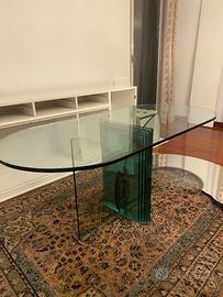 Tavolo in vetro ovale design anni 90