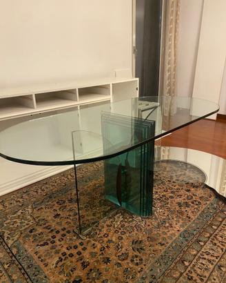 Tavolo in vetro ovale design anni 90