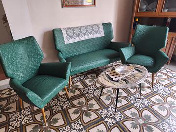 Salotto vintage anni '60 completo - divano + 2 pol