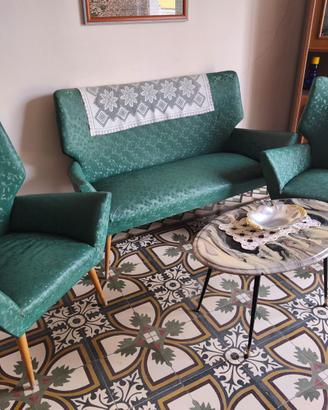 Salotto vintage anni '60 completo - divano + 2 pol