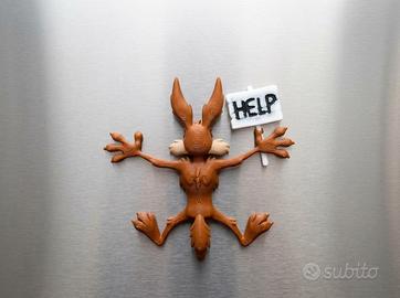 Calamita frigo divertente coyote schiacciato 3D