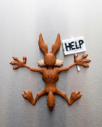 Calamita frigo divertente coyote schiacciato 3D