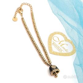 Bracciale Dorato donna campanellino nero zirconi