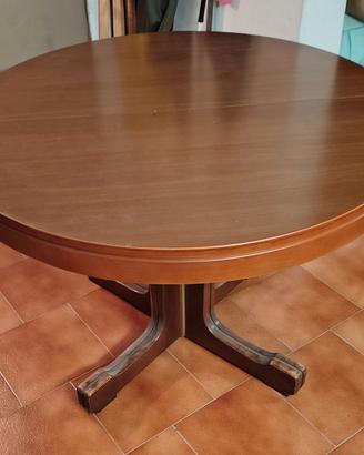 Tavolo rotondo allungabile vintage in legno