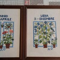 2 quadri ricamati a mano punto croce ennio +lidia 