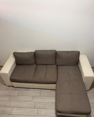 Divano letto 3 posti con penisola contenitore